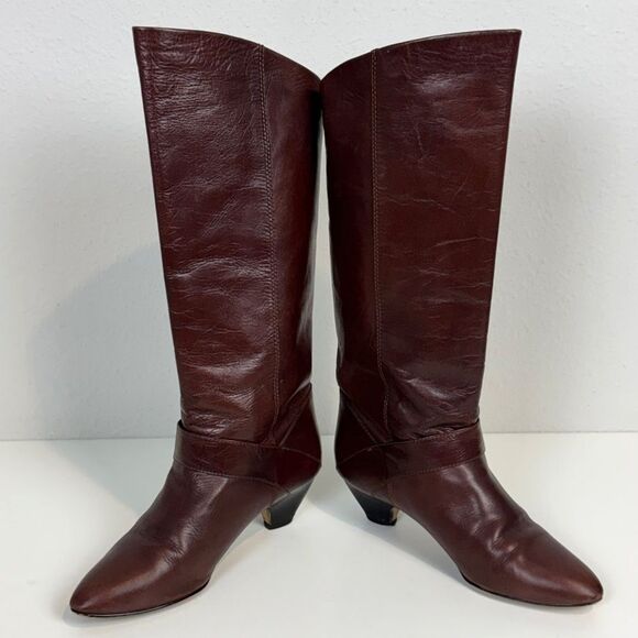 Vintage 9 Nine West Brown Kitten Heel Boots Jobeth Size 7 - Picture 4 of 10